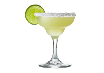 A tropical daiquiri with a sugar rim and a slice of lime, sweet and vibrant Isolated on Transparent or White Background.