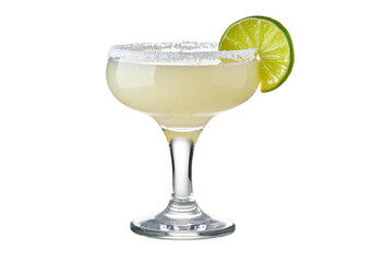 A tropical daiquiri with a sugar rim and a slice of lime, sweet and vibrant Isolated on Transparent or White Background.