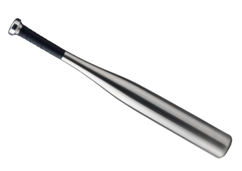 Aluminum baseball bat Isolated on Transparent or White Background.