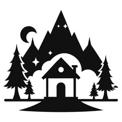 Obraz premium Adventure Man a simple vector clean black silhouette design white background