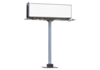 Blank advertising billboard isolated on a transparent or white background, cut out.