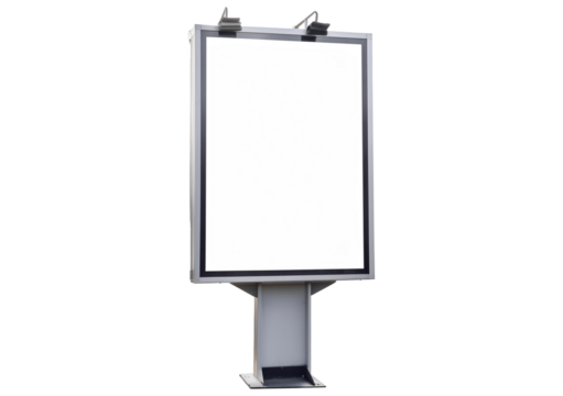 Blank advertising billboard isolated on a transparent or white background, cut out.