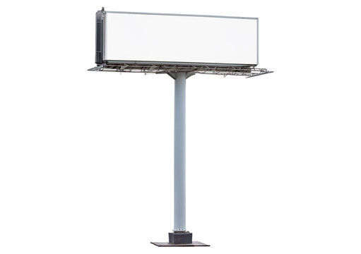 Blank advertising billboard isolated on a transparent or white background, cut out.