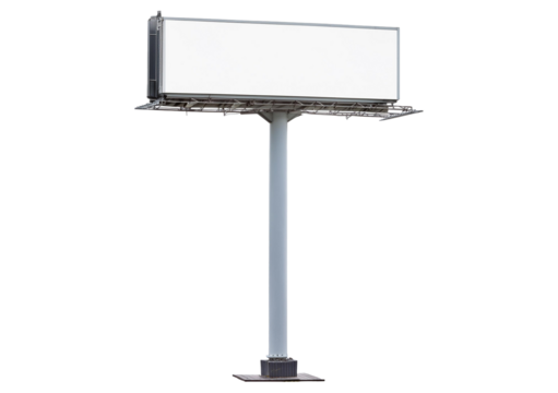 Blank advertising billboard isolated on a transparent or white background, cut out.