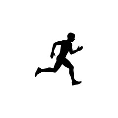 Silhouette of a male athlete in full stride, demonstrating speed and athletic prowess.