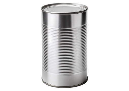 Blank metallic tin Isolated on Transparent or White Background.