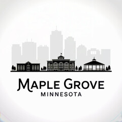 Fototapeta premium ‎Maple Grove Minnesota Skyline Silhouette — A Thriving Suburb of the Twin Cities Vector Illustration