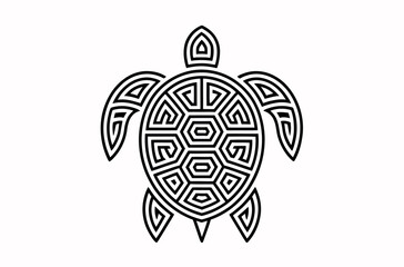 Elegant Black Line Art Turtle Design