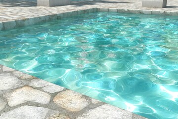 Obraz premium Sunny turquoise pool, stone edge