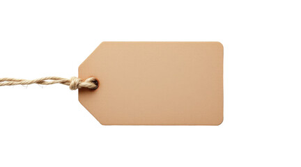 Beige Luggage Tag with Jute Rope isolated on White Background