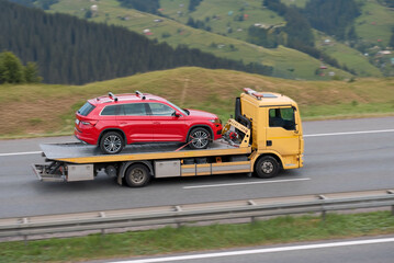 Tow Truck Road Assistance For Cars With Engine Breakdown Malfunctions