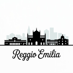 Obraz premium Reggio Emilia Italy Skyline Silhouette — A Historic City of Art and Culture Vector Illustration