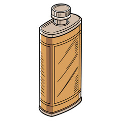Vector art of vintage hip flask, a classic metal container for portable drinks, perfect for travel, camping, or adding a touch of retro style to your adventures