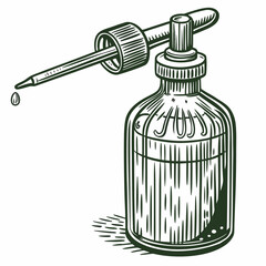 Vector art of vintage medicine bottle with dropper, a classic design for health and wellness products, perfect for illustrating natural remedies and alternative therapies