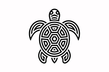 Elegant Black Line Art Turtle Design