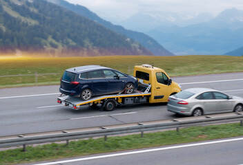 Tow Truck Road Assistance For Cars With Engine Breakdown Malfunctions