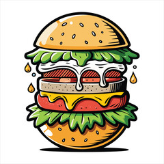 Burger vector, Burger design, Burger concept, Burger post, Burger cartoon, Burger icon, Burger template, Burger art, Burger topics, Burger doodle,