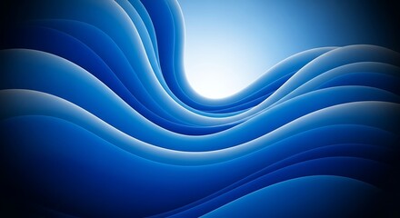Abstract Blue Wave Background.