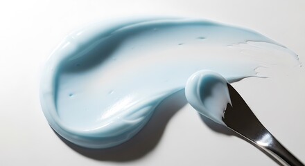 Toothpaste Texture Close-up on Spatula.