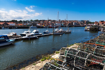 Fishing equipment on waterfront at Whitby in Yorkshire

