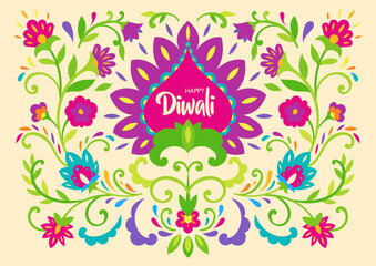 Vibrant Floral Mandala Diwali Greeting