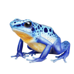 Obraz premium Vibrant Blue Poison Dart Frog Sitting on Smooth Surface in a Natural Habitat with Colorful Patterns
