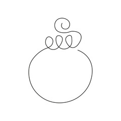 One line Christmas ball template design. Vector simple elegant One line Christmas ball isolated transparent background. Perfect XMAS element for XMAS greeting poster cover design. Editable outline EPS