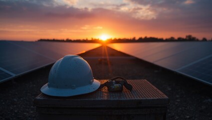 Red sunset over a vast desert landscape with silhouetted mountains and a vibrant orange sky