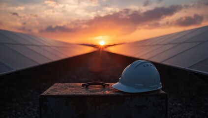 A lone satellite dish on a rooftop catches the fiery hues of a sunset over the sea and distant mountains