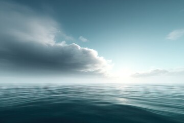 Obraz premium Tranquil ocean vista, soft light, large clouds