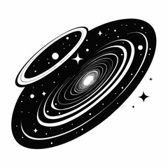 Galaxies vector clean black silhouette design white background