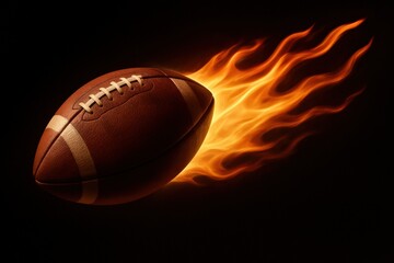 Football blazing with fiery trail. Use for sports posters, energy ads, dynamic promotions and team branding
