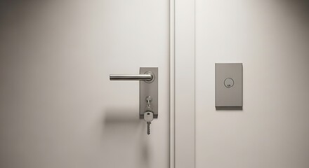 Simple White Door with Handle and Light Switch.