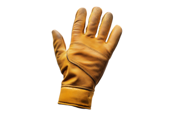 Protective Leather Work Glove Isolated on a Transparent Background