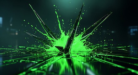 Green Liquid Explosion Abstract Background.