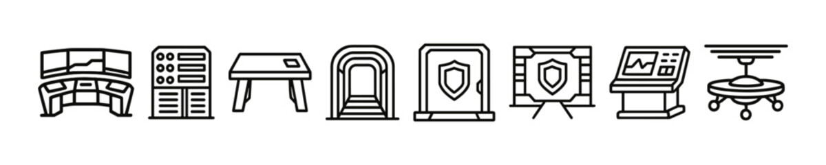 Futuristic Medical Machines Vector Outline Icon Set