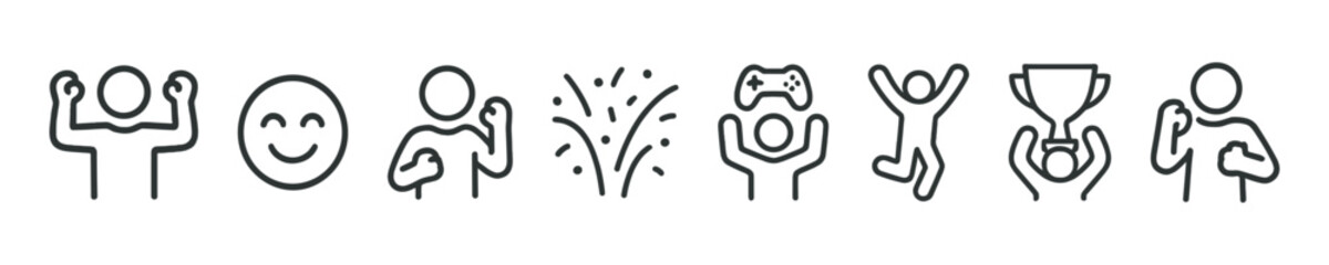 Happy Emotions Vector Outline Icon Set Pack