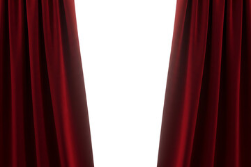 Rich red velvet curtains parting to reveal a bright empty stage | generative ai