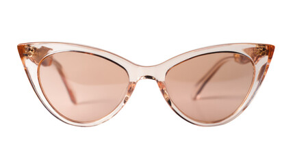 Trendy cat-eye sunglasses with tinted lenses isolated on transparent background