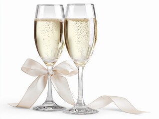 Celebration with two glasses of sparkling drink tied with a ribbon, perfect for special occasions and toasting