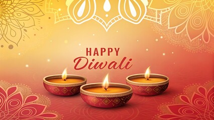 Creative Diwali background illustration, Diwali decorative diya illustration, Happy Diwali post design, Diwali or Dipavali festival, Colorful happy Diwali social media post