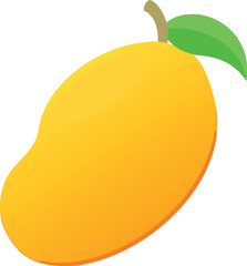 Mango fruit icon in a vector illustration style, featuring a vibrant yellow-orange color and smooth, rounded shape