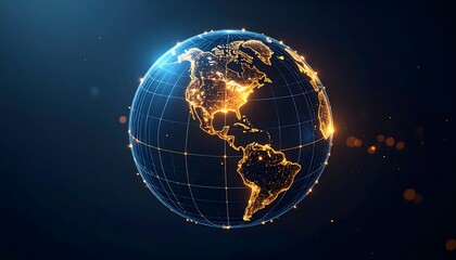 Fototapeta premium Digital Earth Globe with Global Network Technology