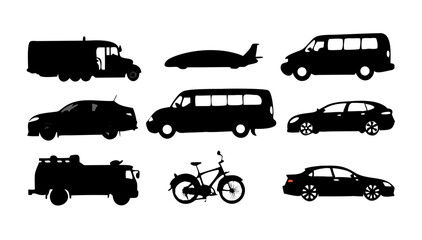 Abstract Vehicle Shapes with Orange Accent silhouette