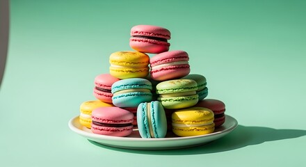 Colorful Macarons Pyramid Dessert.