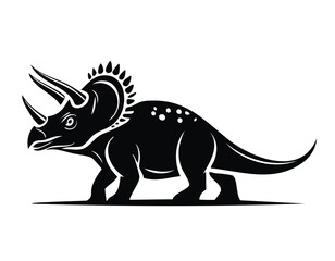 Triceratops Dinosaur Animal Vector Logo in Black and White, Minimalist and Simple Design, Perfect for Wildlife Branding, Nature Illustration, and Unique Animal Identity
