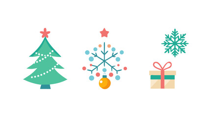 Christmas Tree Snowflake Gift Icons ornament holiday