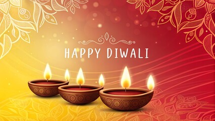 Creative Diwali background illustration, Diwali decorative diya illustration, Happy Diwali post design, Diwali or Dipavali festival, Colorful happy Diwali social media post	
