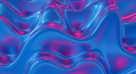 Luminous Waves of Molten Blue and Magenta Iridescent Metal.