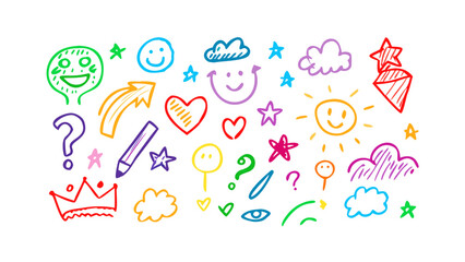 Colorful Hand Drawn Doodles crayon sketch